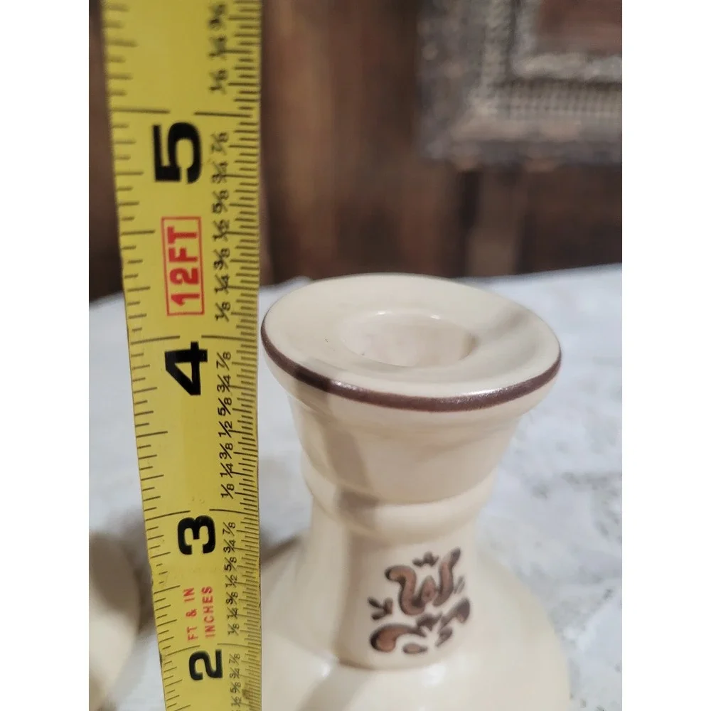Pfaltzgraff  Village Pattern set of Two Candle Sticks / Candle Holders Vintage